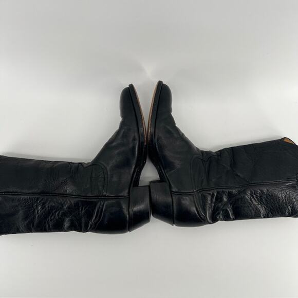 Tony Lama Black Leather Cowboy Boots Mens 9D 6156 Western Rodeo USA Made Vintage main image 7